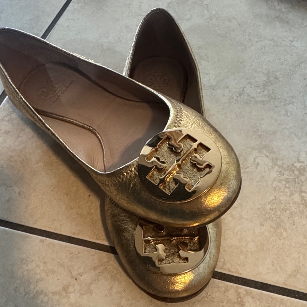 Tory Burch Metallic Gold Flats